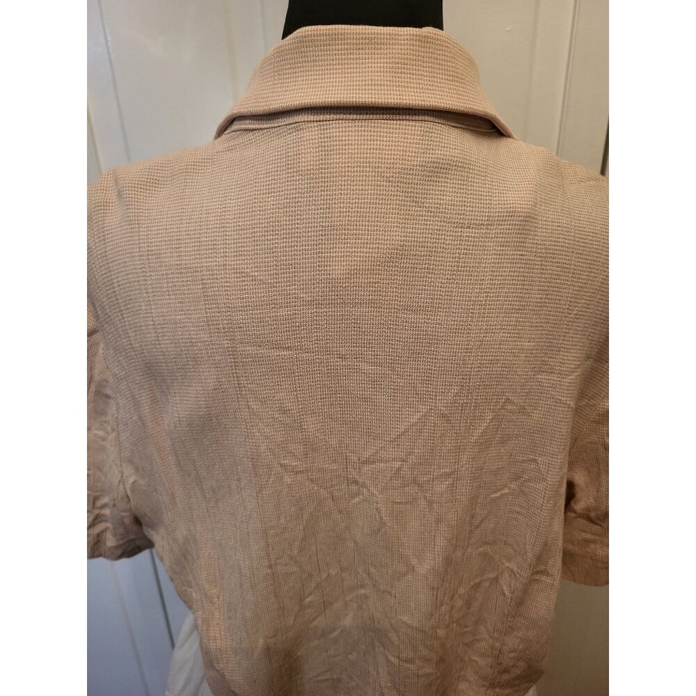 Vtg 90's Pink White Gingham Crochet Cropped Button Up 16 Cottage Fairy Coquette - Picture 2 of 9